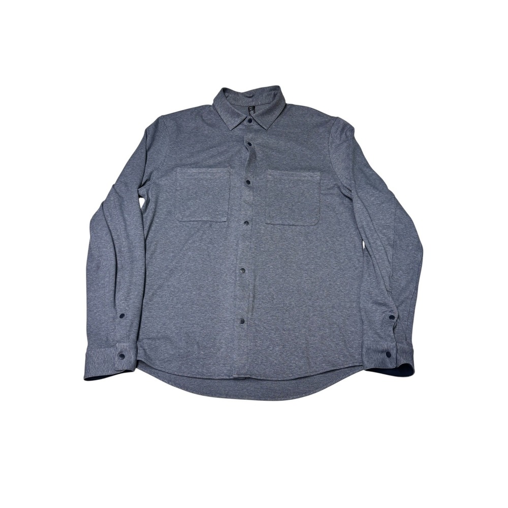 Lululemon Lab Mens Grey Long Sleeve Snap Button Down Shirt Recycled Tencel L